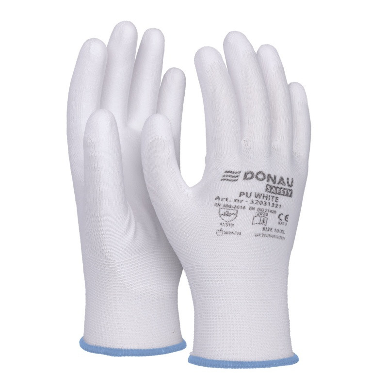 C RĘKAWICE OCHRONNE DONAU SAFETY PU BIAŁE 9 L 