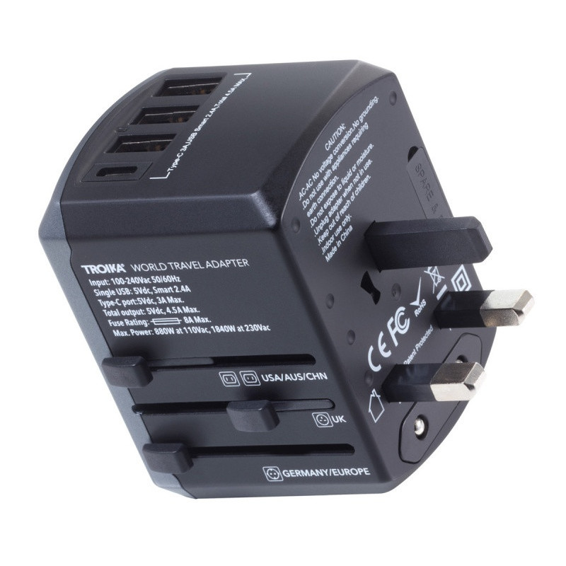 Adapter podróżny TROIKA World Travel, czarny