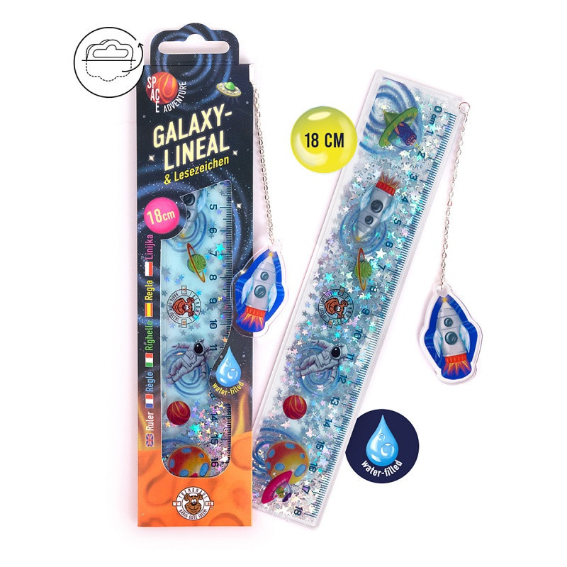 Linijka Galaxy 18 cm z zakładką do książki TRENDHA