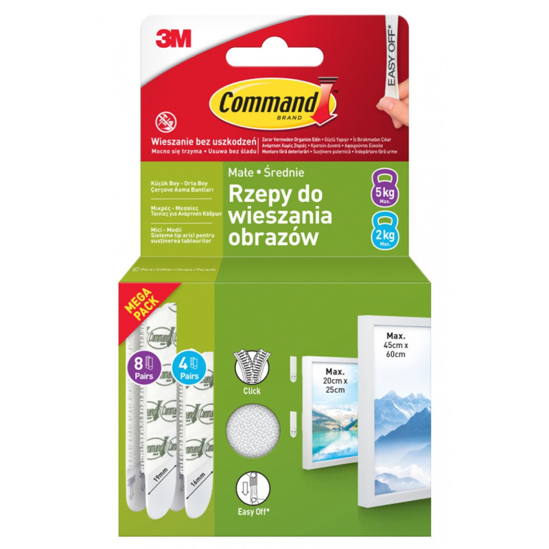 Rzepy COMMAND? (17203WHI-12-PTGR-VP), do wieszania