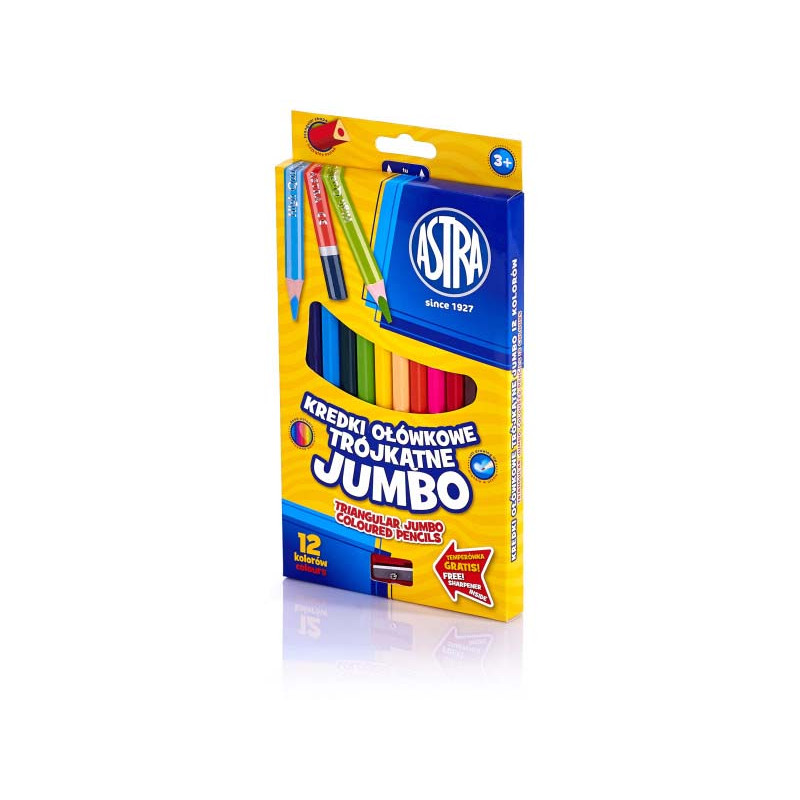 KREDKI ASTRA OŁÓWKOWE TRÓJKĄTNE JUMBO 12 KOL