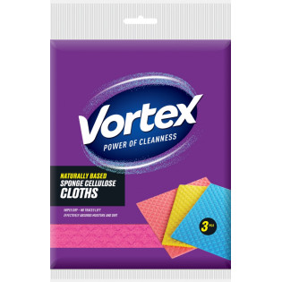 Ściereczki gąbkowe VORTEX, celuloza, 3 szt., mix k
