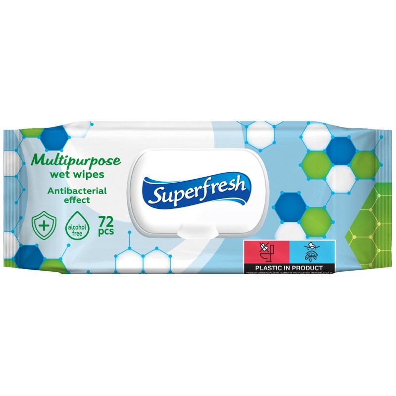 Chusteczki nawilżane antybakteryjne SUPERFRESH, z