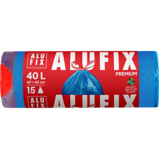 Worki na śmieci ALUFIX, ze ściągaczem, LDPE, 60x60