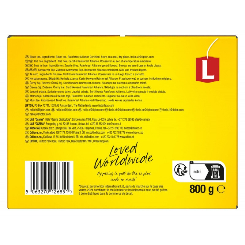 Herbata LIPTON czarna, Yellow Label, 400 torebek
