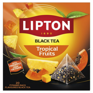 Herbata LIPTON czarna, owoce tropikalne, 20 pirami