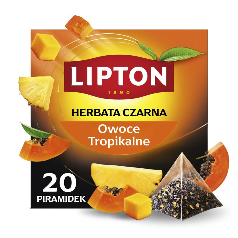 Herbata LIPTON czarna, owoce tropikalne, 20 pirami