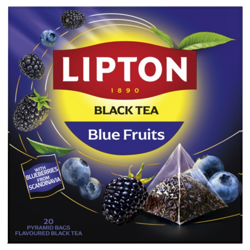 Herbata LIPTON czarna, jeżyna i borówka, 20 pirami