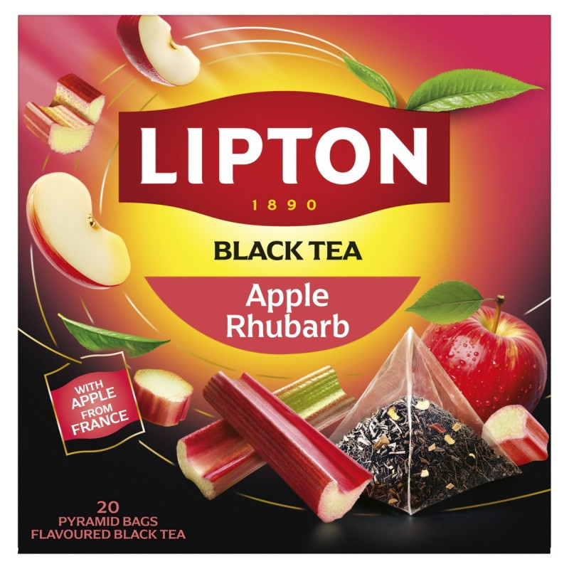 Herbata LIPTON czarna, jabłko i rabarbar, 20 piram