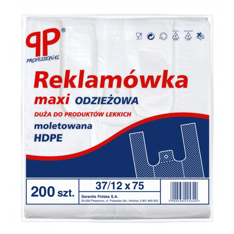 Reklamówka SARANTIS, HDPE, HD maxi odzieżowa, 37/1