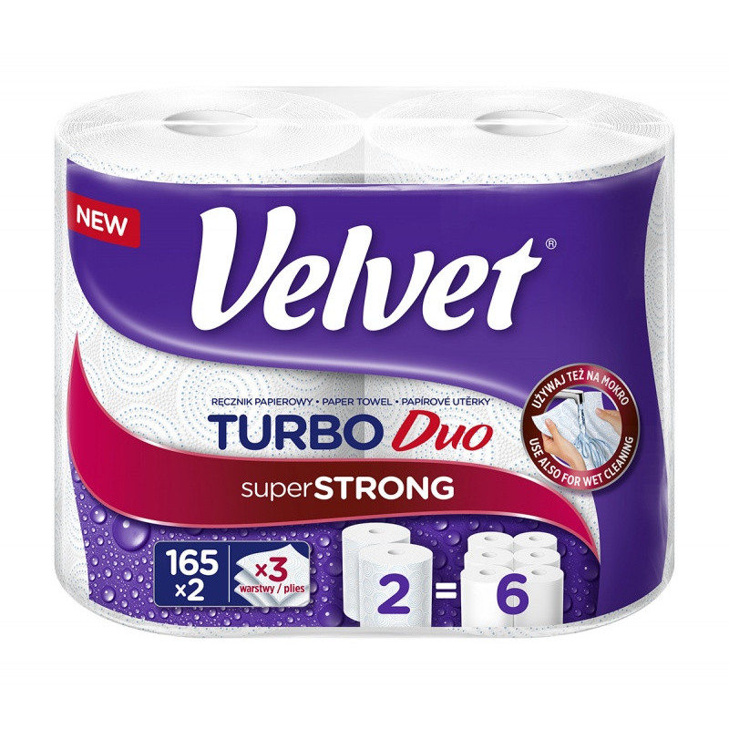 Ręcznik w roli celulozowy VELVET Turbo Duo, 3-wars