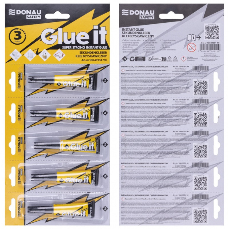 Klej sekundowy DONAU SAFETY Glue it, 3g, bliste