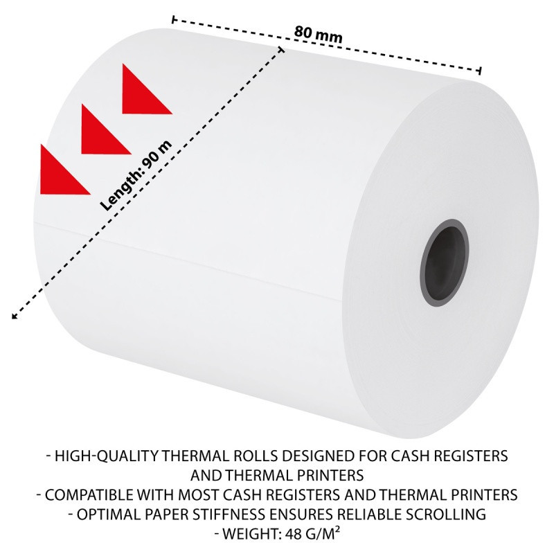 Rolki termiczne OFFICE PRODUCTS, 80mm x 90m, gr. 4
