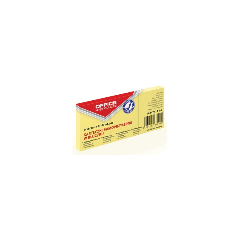 KARTECZKI SAMOPRZYLEPNE 38X51MM 1x100 kartek