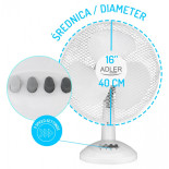 Wentylator ADLER AD 7304, biurkowy, śr. 40cm, 90W,