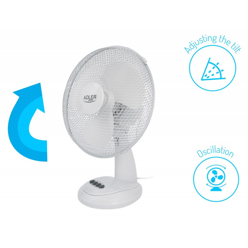 Wentylator ADLER AD 7304, biurkowy, śr. 40cm, 90W,
