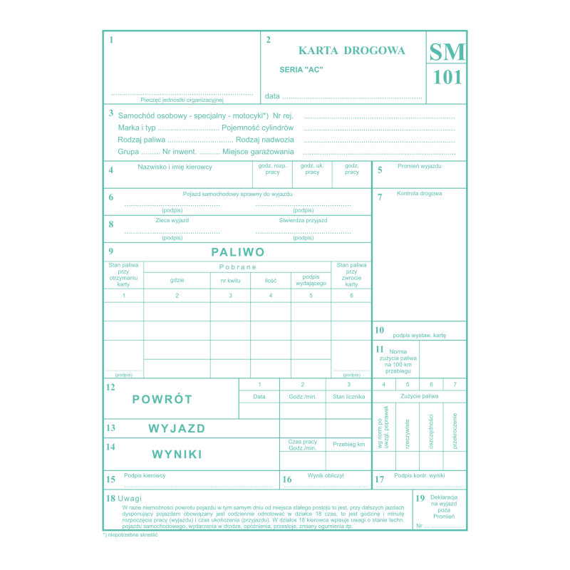 Karta drogowa A5, 80 kartek numerowane offset, 10-