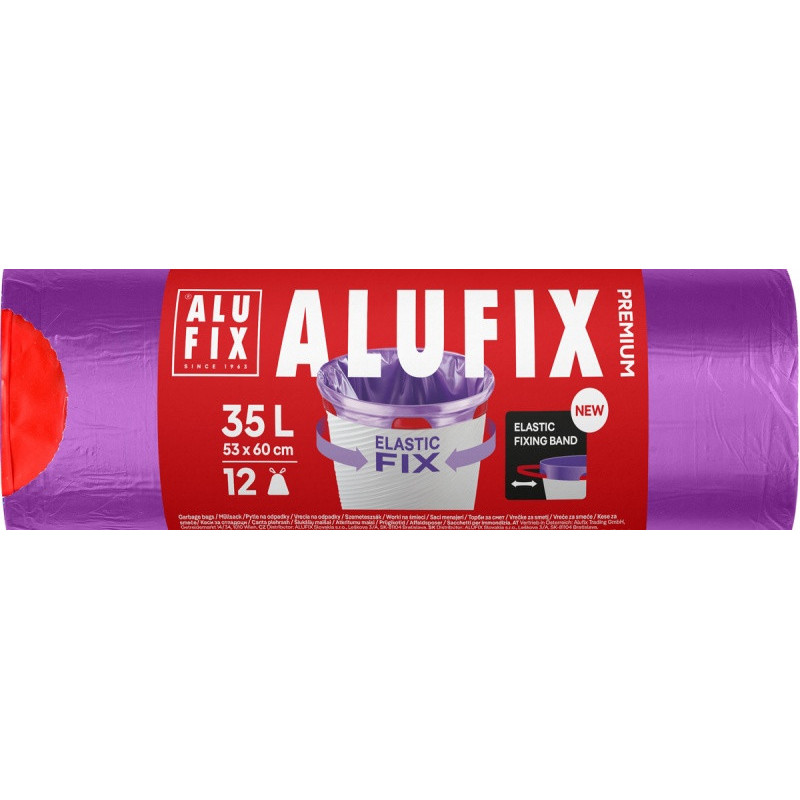 Worki na śmieci ALUFIX Elastic Fix, LDPE, 53x60cm,