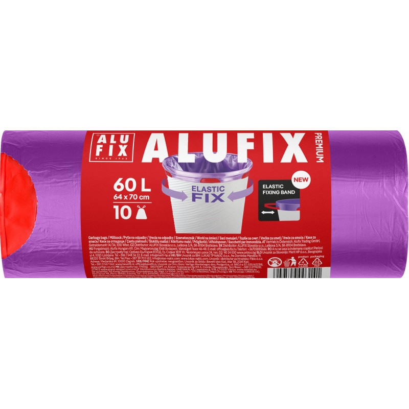 Worki na śmieci ALUFIX Elastic Fix, LDPE, 64x70cm,