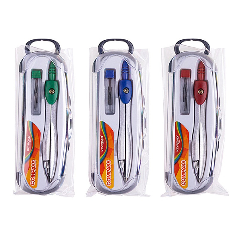 Cyrkiel KEYROAD metalowy w etui z grafitami