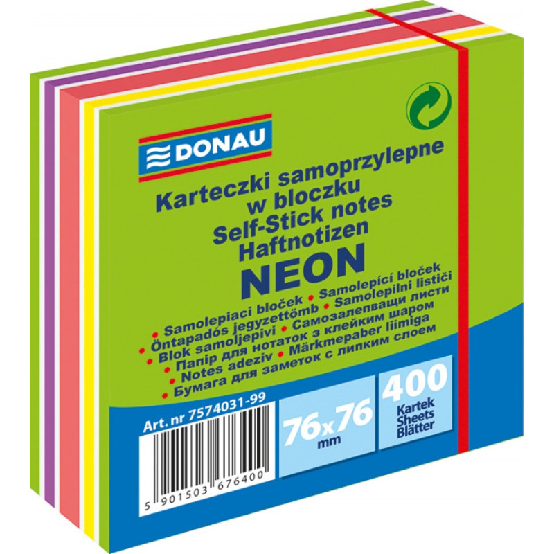 KARTECZKI SAMOPRZYLEPNE 76X76MM 400 K DONAU MIX