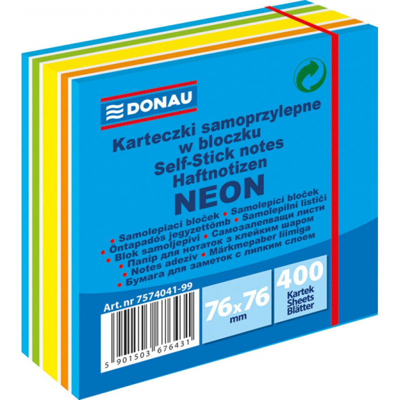 KARTECZKI SAMOPRZYLEPNE 76X76MM 400 K DONAU MIX