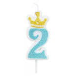 Świeczka PARTY GO, cyfra 2, 6,8cm, niebieska
