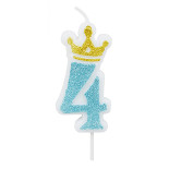 Świeczka PARTY GO, cyfra 4, 6,8cm, niebieska