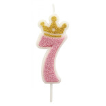 Świeczka PARTY GO, cyfra 7, 6,8cm, różowa