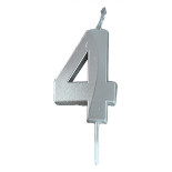 Świeczka PARTY GO, cyfra 4, 4,8cm, srebrna
