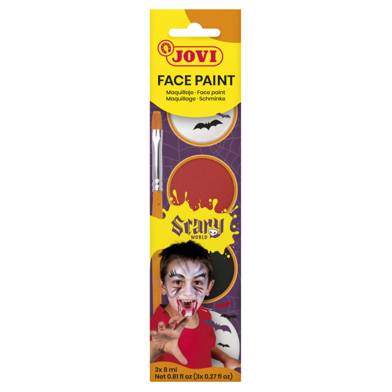 Farby do malowania twarzy JOVI Scary, 3x8ml, z pęd