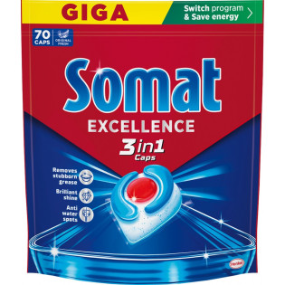Kapsułki do zmywarki SOMAT Excellence 3w1, 70 szt.