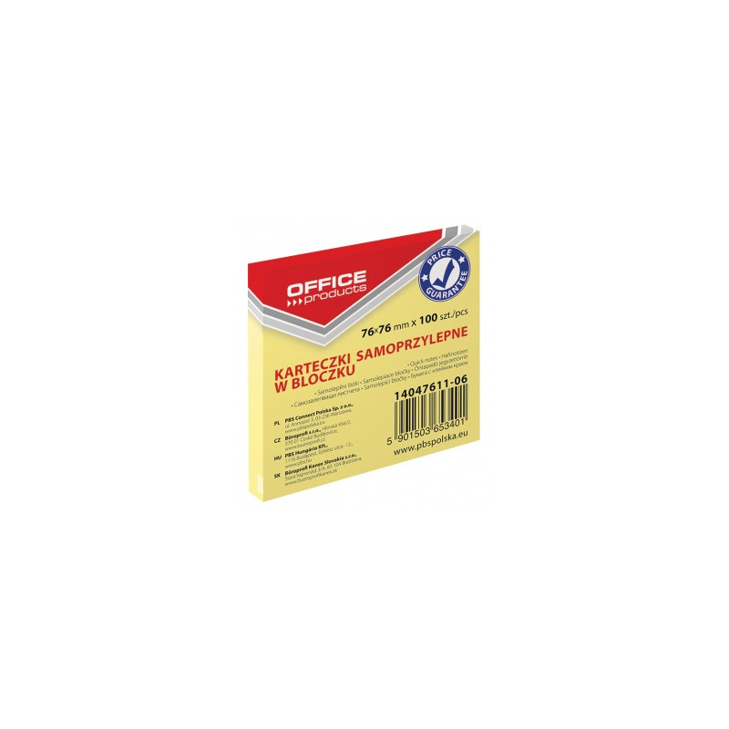 KARTECZKI SAMOPRZYLEPNE 76X76MM 100 KARTEK