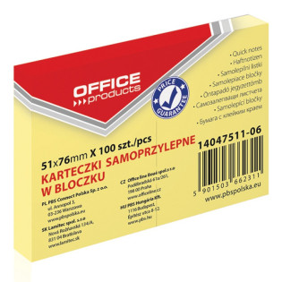 KARTECZKI SAMOPRZYLEPNE 51X76MM 100 KARTEK OFFICE