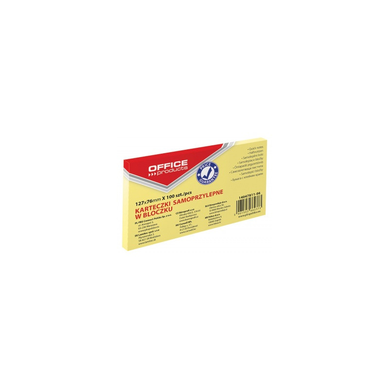 KARTECZKI SAMOPRZYLEPNE 76X101MM 100 KARTEK