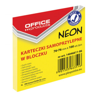 KARTECZKI SAMOPRZYLEPNE OFFICE 76X76MM NEON ŻÓŁTY