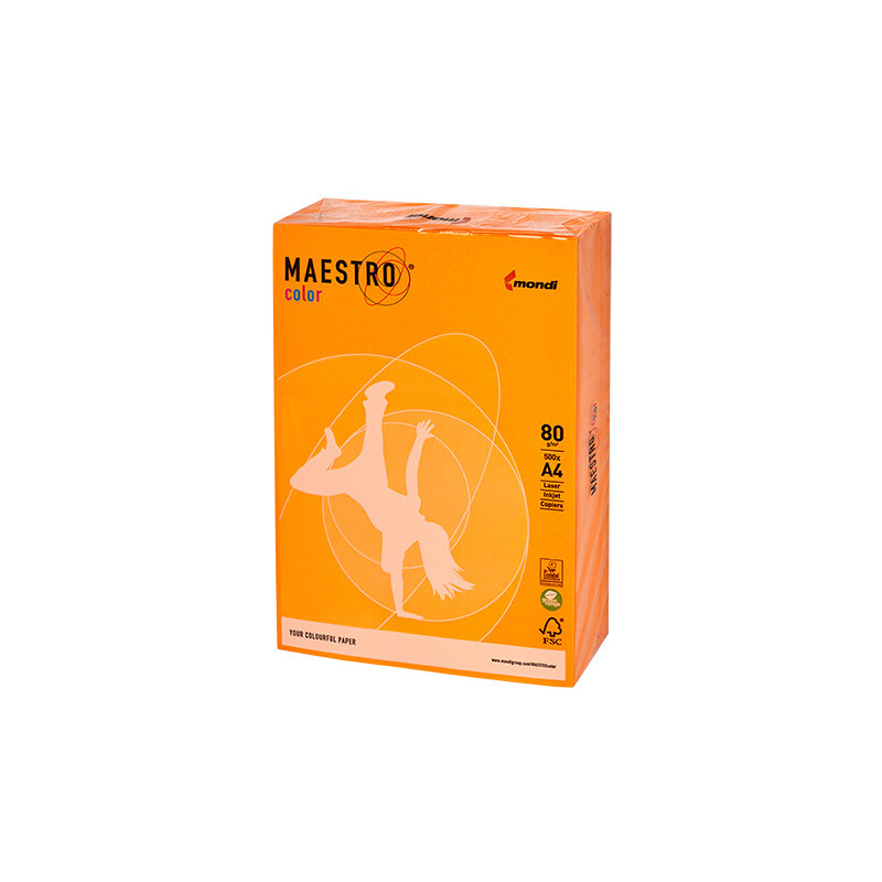 PAPIER KSERO KOLOR A4 80G POMARAŃCZ MAESTRO OR43