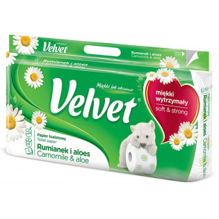 PAPIER TOALETOWY  8 ROLEK BIAŁY VELVET RUMIANKOWY