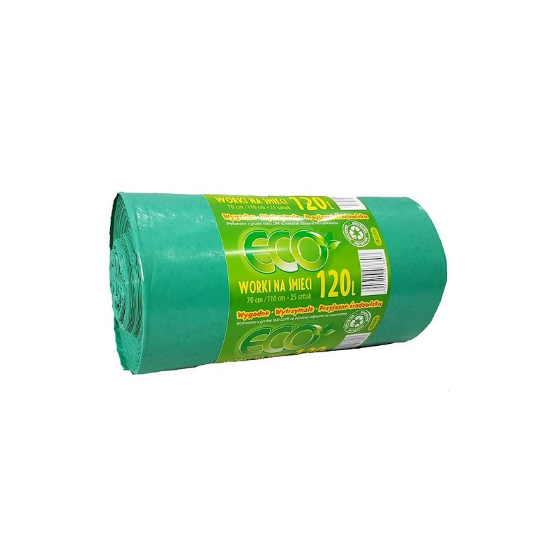 WORKI NA ŚMIECI  ECO 120L 25SZT LD ZIELONE