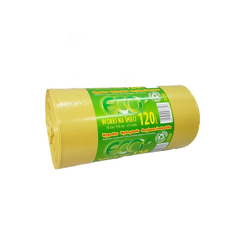 WORKI NA ŚMIECI  ECO 120L 25SZT LD ŻÓŁTE