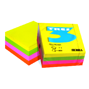 KARTECZKI SAMOPRZYLEPNE 75X75MM 400 K  TRES NEON