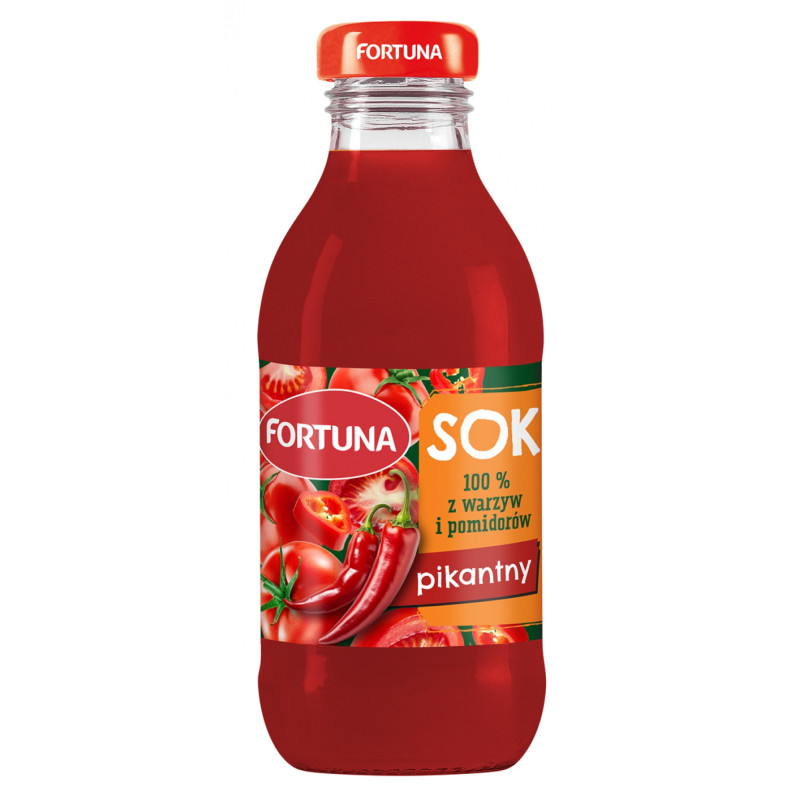 Sok FORTUNA, pomidorowy pikantny, szkło, 0,3l