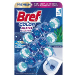 Kulki myjąco-zapachowe do toalet BREF Color Auto Active Eukaliptus, barwiące, 3x50g