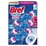 Kulki myjąco-zapachowe do toalet BREF Color Auto Active Flower, barwiące, 3x50g