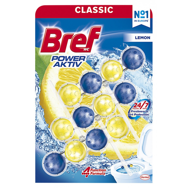 Kulki myjąco-zapachowe do toalet BREF Power Aktiv Lemon, 3x50g
