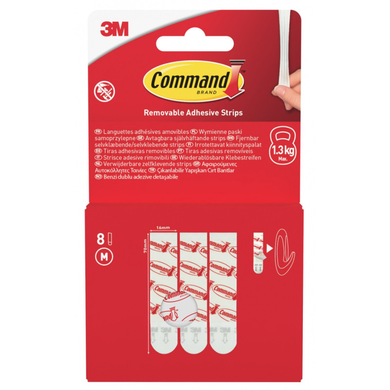 Uniwersalne paski samoprzylepne COMMAND™ (17021-8-EU), usuwalne, średnie, 8 pasków