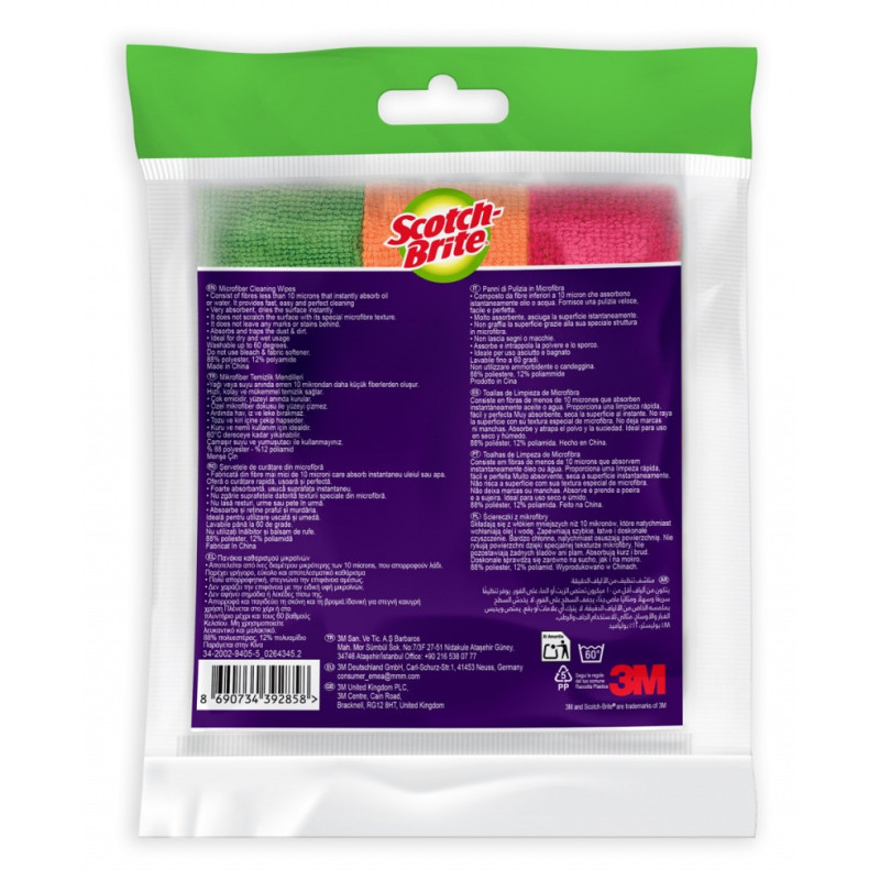 Ściereczka z mikrofibry SCOTCH-BRITE Basic, 3 szt., mix kolorów