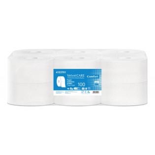 Papier toaletowy celulozowy VELVET Professional Jumbo, 2-warstwowy, 500 listków, 100m, 12szt., biały