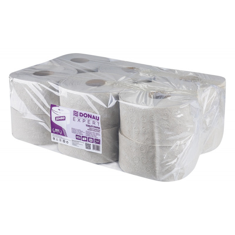 Papier toaletowy makulaturowy DONAU EXPERT Jumbo, 1-warstwowy, 750 listków, 12szt., szary