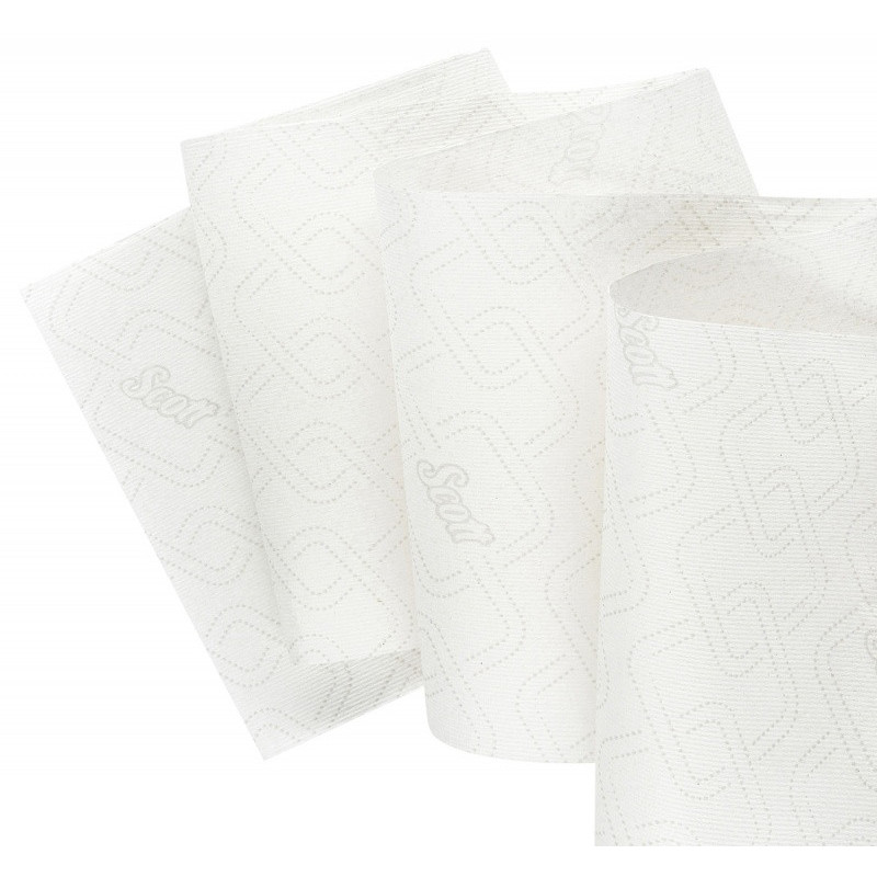 Ręcznik papierowy w roli SCOTT Essential, 1-warstwowy, 350 m, 1400 listków, 6 rolek, biały